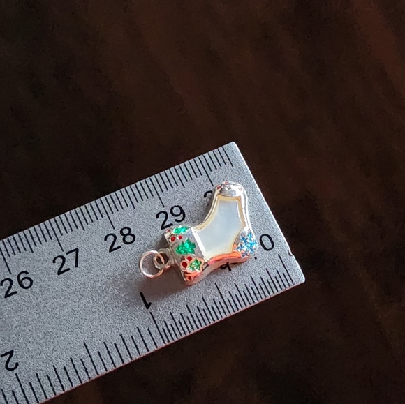Christmas Stocking Tree MOP 925 Sterling Silver Pendant Charm Enamel Snowflake ❄ - Picture 6 of 14